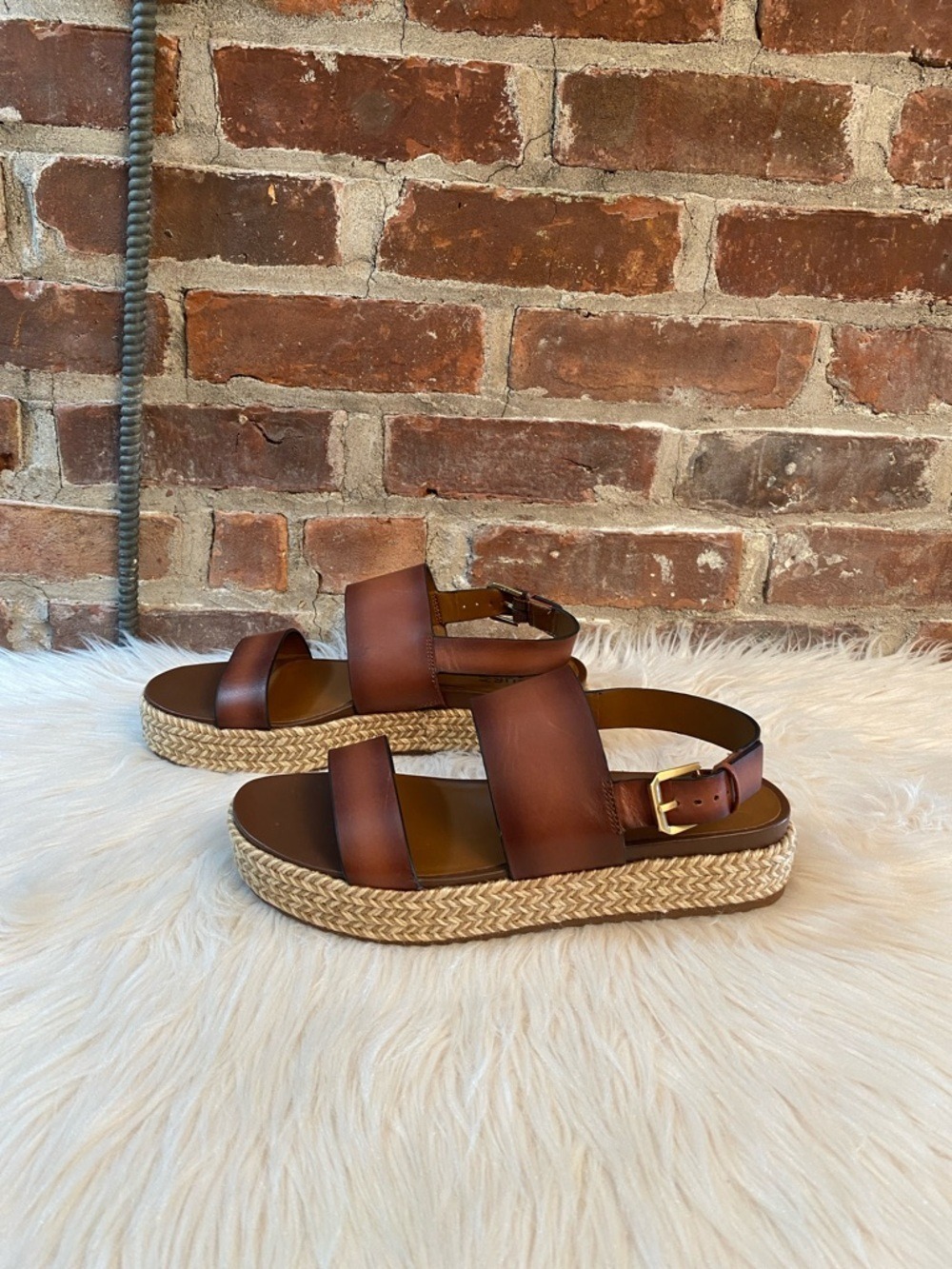 Naturalizer Patience Platform Brown Leather Sandals, Size 9.5 - Picture 4 of 16